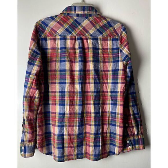 EUC Women’s Colorful & Preppy Boyfit J Crew Plaid Button Down Shirt Size Medium - Picture 5 of 11